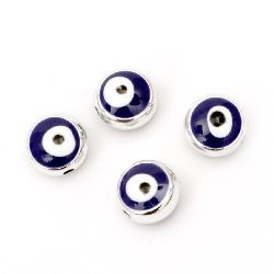 Мънисто CCB кръг 10x7 мм дупка 1 мм синьо око - 5 броя