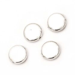 Bead CCB round 14x5 mm hole 1.5 mm white -10 pieces