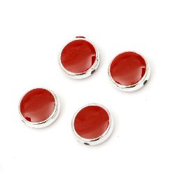 Bead CCB circle 14x5 mm hole 1.5 mm red -5 pieces
