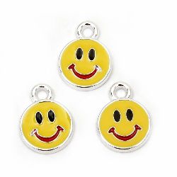 Pendant CCB smile 20x15x2.5 mm hole 2.5 mm yellow -5 pieces
