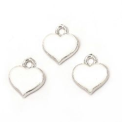 Pendant CCB heart 17x15 mm hole 2 mm white -5 pieces
