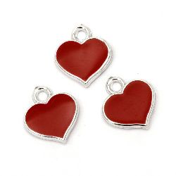 Pendant CCB heart 17x15 mm hole 2 mm red -5 pieces