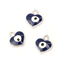 Pendant CCB heart 17x15 mm hole 2 mm blue eye -5 pieces
