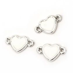 Connecting element CCB heart 19x11x3 mm hole 1 mm white -5 pieces