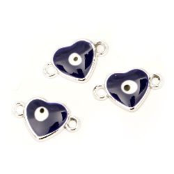 Connecting element CCB heart 24x15x3.5 mm hole 2 mm blue eye -5 pieces