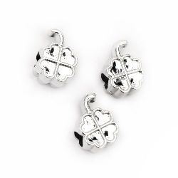 Bead CCB clover 17x12x8 mm hole 4 mm silver -20 pieces