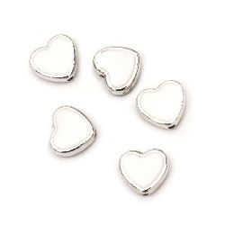 Bead CCB heart 11x12x5 mm hole 1 mm white - 5 pieces
