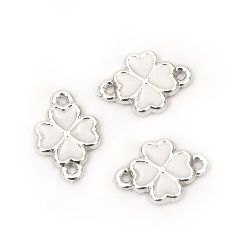 Connecting element CCB clover 18.5x13x3 mm hole 2 mm white -5 pieces