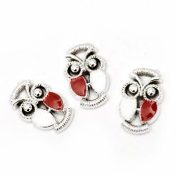 Connecting element CCB owl 25x16x4.5 mm white-red -5 pieces