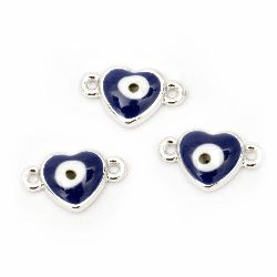 Connecting element CCB heart 19x11x4 mm hole 1 mm blue eye -5 pieces