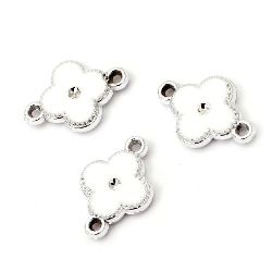 Connecting element CCB flower 23x16x4 mm hole 2 mm white -5 pieces
