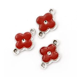 Connecting element CCB flower 23x16x4 mm hole 2 mm red -5 pieces