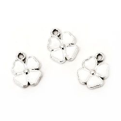 Pendant CCB clover 21x16x3 mm hole 2 mm white -5 pieces