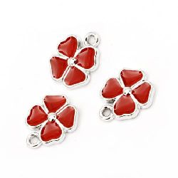 Pendant CCB clover 21x16x3 mm hole 2 mm red -5 pieces