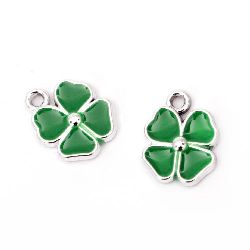 Pendant CCB clover 21x16x3 mm hole 2 mm green -5 pieces