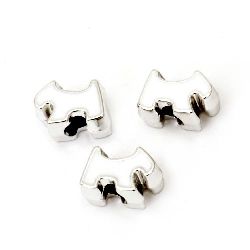 Jewellery stringing element  Bead CCB dog 15x11x8 mm hole 4 mm white - 10 pieces