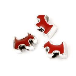 Bead CCB dog 15x11x8 mm hole 4 mm red - 10 pieces