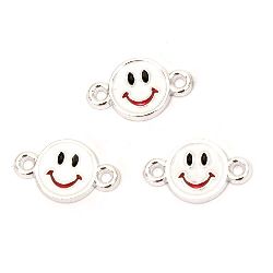 CCB Connector Bead / Smiling Face, 25.5x15x3 mm, Hole: 2 mm, White -5 pieces