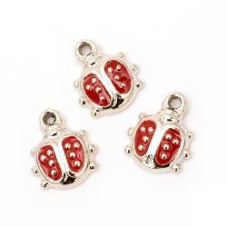 Pendant CCB ladybug 21x17x5 mm hole 2 mm color gold and red -5 pieces