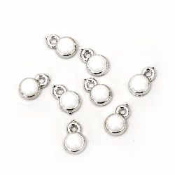 Pendant CCB 10x7x3.5 mm hole 1.5 mm white -10 pieces