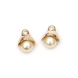 Pendant CCB with pearl 17x10 mm hole 2 mm color gold -10 pieces