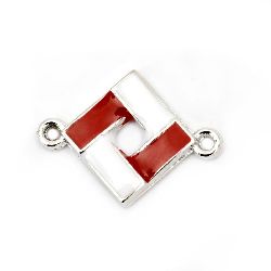 Connecting element CCB 30x22x3 mm white and red -5 pieces