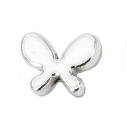 Bead CCB butterfly 20x15x6 mm hole 2 mm white - 5 pieces