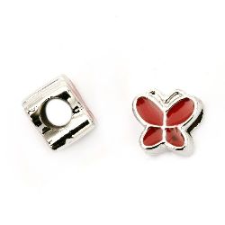 Bead CCB butterfly 11x10x8 mm hole 4 mm red - 10 pieces