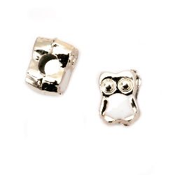 Bead CCB owl 11x8x8 mm hole 4 mm white - 10 pieces