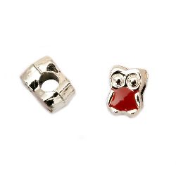 Bead CCB owl 11x8x8 mm hole 4 mm red - 10 pieces
