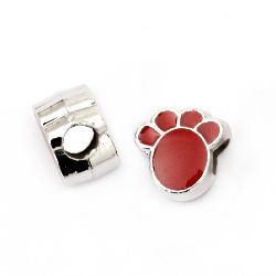 Bead CCB paws 12x12x8 mm hole 4 mm red - 5 pieces