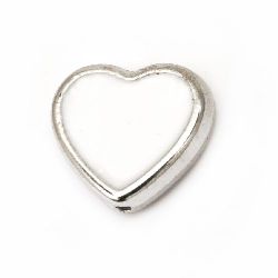 Bead CCB heart 17x15x5 mm hole 1 mm white - 5 pieces