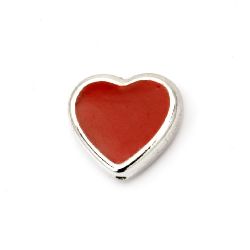 Plastic Bead CCB heart 17x15x5 mm hole 1 mm red - 10 pieces