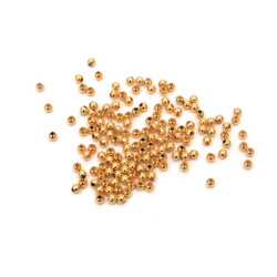 CCB Ball Spacer Beads / 3 mm,  Hole: 1 mm / Gold Color - 20 grams ~ 1360 pieces