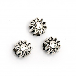 Jewellery stringing element Bead CCB flower with a smile 13x12x8 mm hole 5 mm color silver -20 pieces