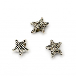 Jewellery stringing element Bead CCB starfish 13x12x6.5 mm hole 5 mm color silver -50 pieces