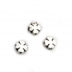 Margele CCB trifoi 10x3,5 mm gaură 1 mm culoare argintiu -50 bucăți