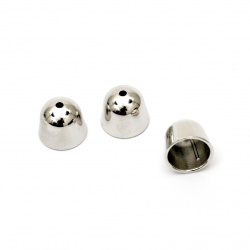 Bead CCB cap / tip 14x17 mm hole 2 mm and 13 mm color silver -10 pieces