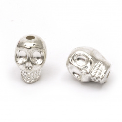 Jewellery stringing element Bead CCB skull 13x10x11 mm hole 2 mm color silver -20 grams ± 20 pieces