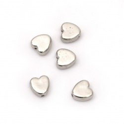 Margele CCB inimă 8x8x4 mm gaură 1,5 mm culoare argintiu -20 grame ~120 bucăți