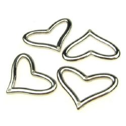 Jewellery stringing element Heart CCB 23x33x3 mm two holes 2 mm -10 pieces