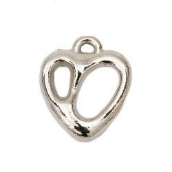 Jewellery charm heart CCB 16х14x3.5 mm