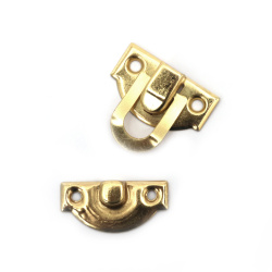 Two Piece Metal Clasp / 27x29x6 mm, Hole: 2.5 mm, Gold Color - 5 sets