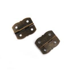 Metal Hinge 25x30x2 mm, Holes: 3 mm, Antique Bronze Color - 4 pieces