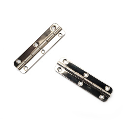 Metal Hinge 17x60x4 mm, Holes: 3 mm, Silver Color - 2 pieces