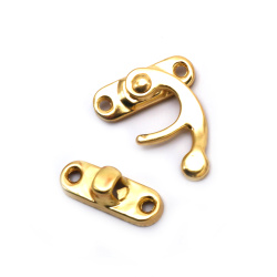 Metal Lock 26x32x8 mm, Holes: 3 mm, Gold Color - 5 pieces