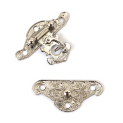 Eleganckie metalowe zapięcie 29x38x8 mm – otwory 2,5 mm, kolor srebrny – 2 sztuki do kreatywnych projektów
