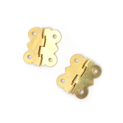 Veredelte Metallscharniere mit begrenztem Öffnungswinkel 25x29x3 mm – 3 mm Löcher, goldfarben – 10 Stück für kreative Bastelprojekte