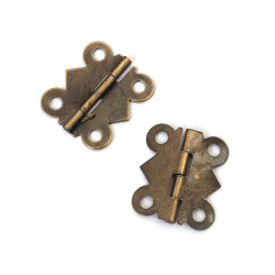 Edle Metallscharniere mit 180°-Öffnung 25x20x2,5 mm – 3-mm-Löcher, Farbe Antikbronze – 10 Stück für kreative Bastelprojekte