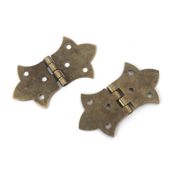 Metallscharniere mit vollständiger Öffnung 58x32x4 mm – 3 mm Löcher, Farbe Antikbronze – 4 Stück für kreative Bastelprojekte